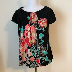 Style &Co Petite Short Sleeve Floral Print Size M